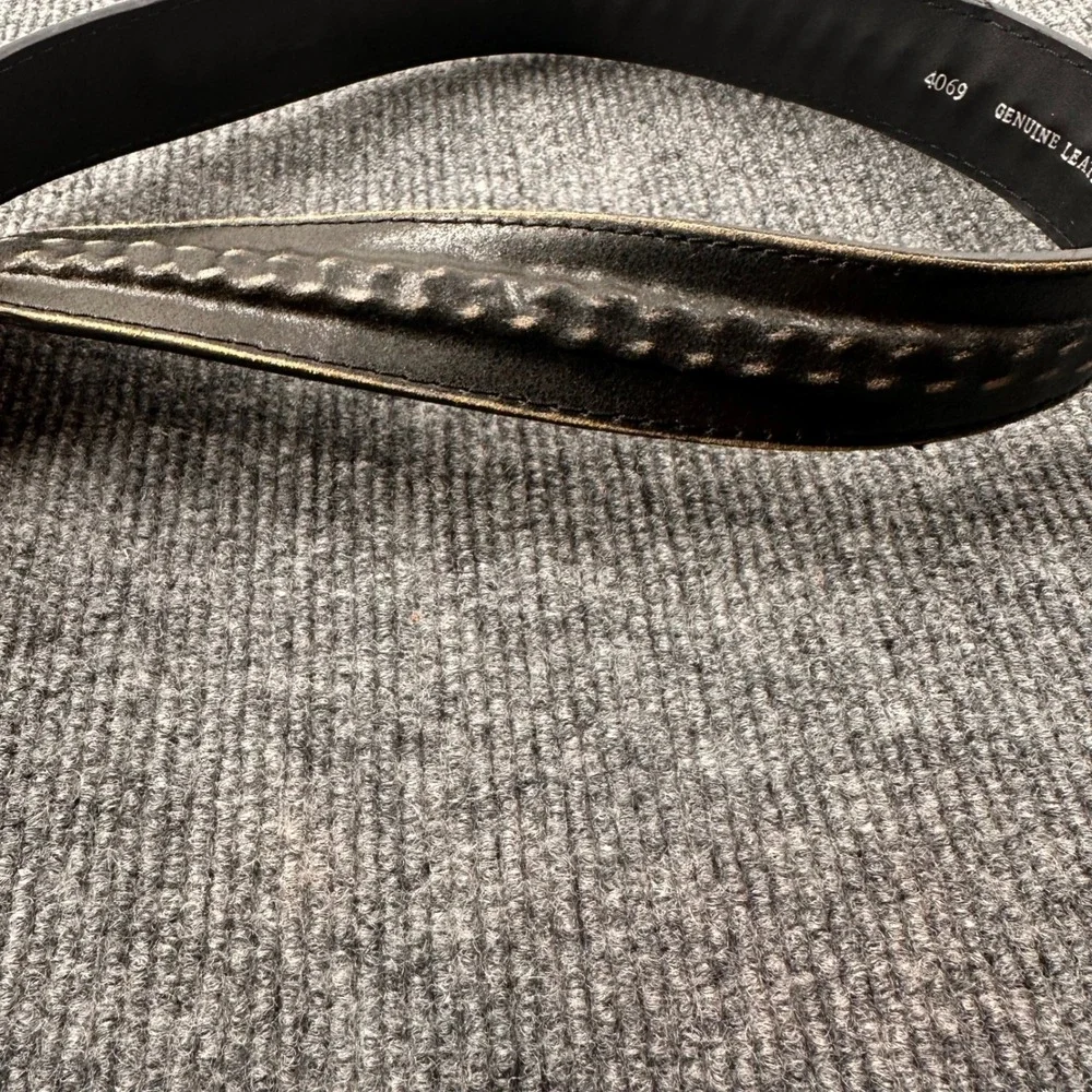 Classico Italia Leather Belt Mens S Embossed Distressed Black Vintage Casual